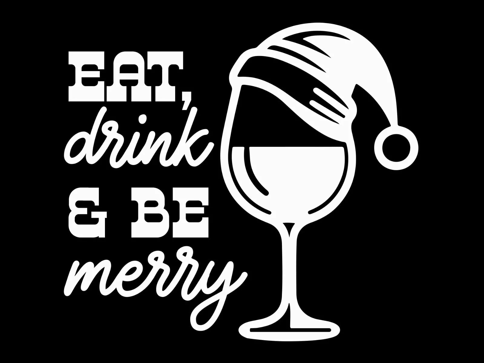 "EAT, DRINK & BE MERRY" CHRISTMAS WHITE CAR VINLY STICKER DECAL 150MM X 130MM