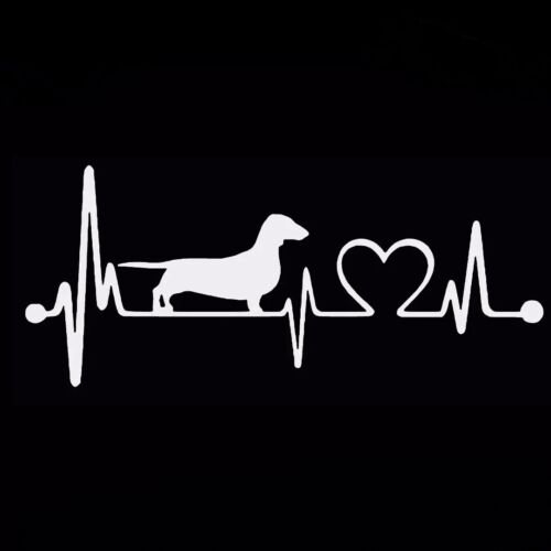 DACHSHUND HEARTBEAT VAN BIKE CAR WINDOW VINYL DECAL STICKER DESIGN 20CM X 8CM